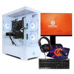 CyberPowerPC Wyvern Gaming PC - AMD Ryzen 5 7500F, Nvidia RTX 5050, 16GB RAM, 500GB NVMe SSD, 650W PSU, Wi-Fi, Windows 11, Prism Panoramic White, Bundle