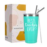 ElegantPark Teacher Appreciation Gifts Teacher Gifts for Women Best Teacher Ever Coffee Tumbler Christmas Thank you Gifts for Teachers End of Year Stainless Steel Travel Coffee Mug Mint 20 oz