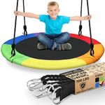 SereneLife Saucer Swing 40"- for Kids Teens & Adults, Durable Tree Swing, Waterproof, w/Thick Swing Rope, Indoor Outdoor Use, Sensory Therapy, 600Ib Weight