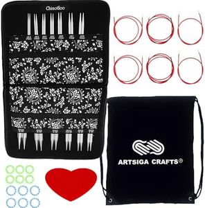 ChiaoGoo Twist Red Lace 4-Inch Complete 7400-C Interchangeable Circular Knitting Needle Set, Sizes US 2, 3, 4, 5, 6, 7, 8, 9, 10, 10.5, 11, 13, 15 with 6 Cords with Project Bag