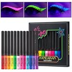 Neon Liquid Eyeliner Set, 12 Colors UV Glow Matte Eyeliner, Waterproof & Smudgeproof Long Lasting Colorful Fluorescent Body Face Paint Makeup for Daily Wear and Halloween Christmas