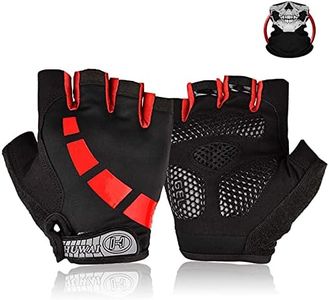 Nesirooh Guanti Bici MTB Uomo e Donna, Guanti Ciclismo Estivi Gel Mezze Dita per Bicicletta Palestra Arrampicata Montagna Corsa Sport (Nero rosso, L)