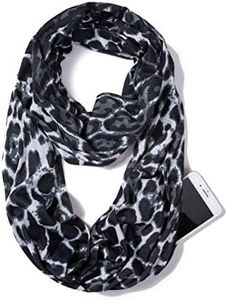 Elzama Infinity Loop Scarf with Hidden Zipper Pocket Printed Patterns for Women - Travel Wrap