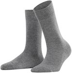 FALKE Women's Sensitive London Socks, Wide Top, Skin-Friendly, Great for Diabetics, Breathable, Sustainable Cotton, Grey (Light Grey Melange 3390), 8-10.5, 1 Pair