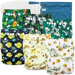 Leekalos Cloth Diapers Reusable for Boys and Girls, Baby Diaper Cloth with Inserts & Wet Bag One Size (Koala & Bee)