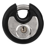 BRINKS 673-70001 BRINKS-70mm Commercial Keyed Discus Padlock Body with Stainless Steel Shackle, Black