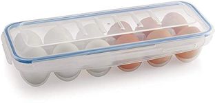 TEDEMEL Egg Tray Plastic for Fridge and Oven Egg Storage Box Egg Storage Container with Lid for 12 Egg pcs Set of 1(White)