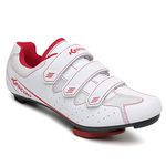 Cycling Shoes for Men Women Compatible with Peloton Bike SPD & Delta for Indoor Spin Cycle Road Bike Shoes with Delta Cleats Included, White Red 42