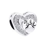 LSxAB Dog Paw Print on My Heart Charm Compatible with Pandora Charms Bracelets