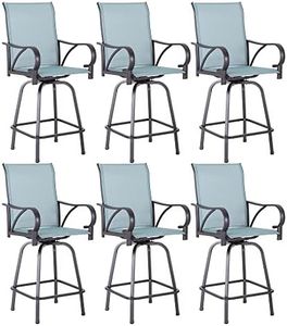 Sophia & William Outdoor Bar Stools Set of 6, Swivel Bar Chairs, Tall Patio Chairs, Outdoor High Top Chairs, Supports 300 lbs (Baby-Blue Fabric)