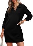 WIHOLL Long Sleeve Dress for Women Loose Fit Plus Size Womens Office Dresses for Work Professional Fall Winter Casual Pullover Sweatshirt Dresses 2XL Black