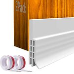 Door Draft Stopper,Door Seal Sweeps for Interior Doors Gap Wind Blocker Strip Door Sound Blocker Under Door Bottom Seal Weather Stripping 2" W x 39" L,(White 2pack)