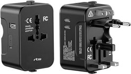 rts 224+ Countries 2 USB-C, 1 USB-C Plug Universal Travel Adapter, International All in One Worldwide Travel Adapter and Wall Charger with USB Ports with Multi Type Power Outlet 6A Fuse