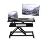 ERGOMAKER Height Adjustable Standing Desk Converter - 32"(81cm) Wide Platform Tabletop Workstation - Quick Sit to Stand Desk Riser for Dual Monitors Black