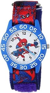 MARVEL Spider-Man Kids' Plastic Time Teacher Analog Quartz Nylon Strap Watch, Blue/Multi, Analog Spider-Man Watch