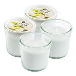 Ikea ADLAD White Scented Candles in Glass Jars, Forest Woods, Amber & Citrus, 7.5cm, 20 Hours Each - Set of 4