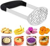 Potato Masher, Stainless Steel Premium Potato Hand-Mashed Machine, Purees Baby Food, Fruit and Vegetable Smasher, with Wide and Ergonomic Horizontal Handle with Fine-Grid Plate(12 * 7 * 17CM)