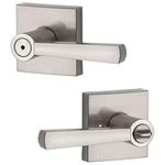 Baldwin Spyglass, Interior Privacy Door Handle Reversible Lever for Bedroom/Bathroom, Keyless Door Lock with Microban Protection, in Satin Nickel