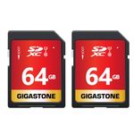 Gigastone 64GB 2 Pack SD Card UHS-I U1 Class 10 SDXC Memory Card High Speed Full HD Video Canon Nikon Sony Pentax Kodak Olympus Panasonic Digital Camera with 2 Mini Cases