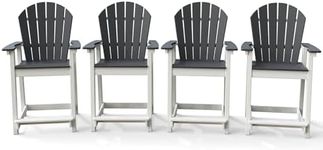 OTSUN Tall Adirondack Chairs Set of 4, Patio Bar Stool Chair with Widened Arms, High Back, Footrest, All-Weather Balcony Chair 400lbs, Outdoor Bar Chair for Garden, Yard, Backyard