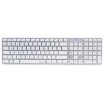 ELSRA Low Profile USB Wired Full Size Mac Compatible Keyboard with Numeric Keypad, Silicone Cover Skin Included, UK Layout - Silver/White