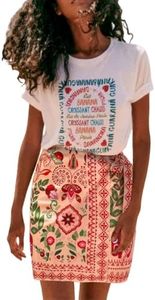 Talakeno Womens Summer Floral Wrap Short Skirt Tie Side High Waist A Line Beach Vacation Boho Mini Skirt(Pink,XS)