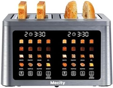 Mecity 4 Slice Toaster Wide Slot, Auto Lift Keep Warm Smart Toaster with Touch Screen, Dual Control Panel, Defrost, Auto Shut Off Digital Toasters for Bagel Muffin Waffle Gluten Free Breads1700W 120V