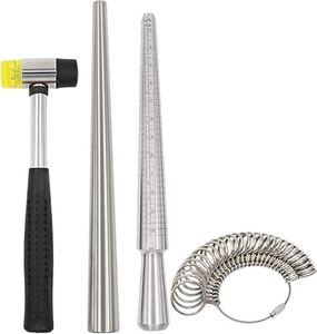 Ring Mandrel Sizer Tool with Metal Mandrel Finger Sizing Measuring Stick and Ring Sizer Guage of 27 Pcs Circle Models Jewelry Sizer Tool and