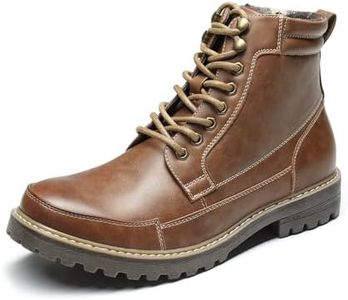 Bruno Marc Men's Motorcycle Combat Oxford Boot Fur Lining Warm Zipper Boots,Size 8.5,Brown,ENGLE-01