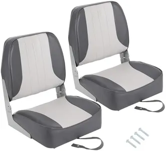 GarveeLife 2 Pack Boat Seats Low Back,Boat Seats Stainless Steel Screws Included,Fold-Down Fishing Boat Chair With Thickened Sponge Padding and Hinge for Sightseeing Boat,Speedboat, Canoe,Grey