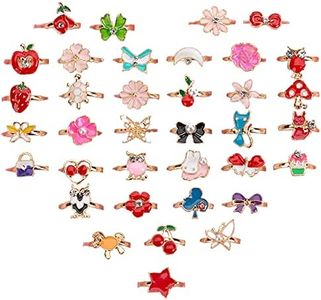 36 pcs Adjustable Rings Set for Little Girls Cute Colorful Rings for Kids Princess Jewelry Finger Rings Dress up Rings Children's Jewelry Birthday Gift for Girls Christmas