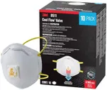 3M N95 Respirator 8511, 10 Pack, NIOSH-APPROVED N95, Features 3M COOL FLOW Exhalation Valve, Relief From Dusts & Certain Particles During Sanding, Pollen, Mold Spores, Dust Particles (8511DB1-A-PS)