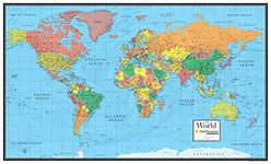 24x36 World Wall Map by Smithsonian Journeys - Blue Ocean Edition Laminated (24x36 Laminated)