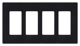 Lutron Claro 4 Gang Decorator/Rocker Wallplate, Gloss, Black (1-Pack) | CW-4-BL