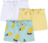 Gerber Baby-Girls Toddler 3-Pack Pull-On Knit Shorts, Yellow Lemons, 12 Months