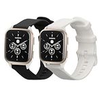 kwmobile Straps Compatible with Garmin Venu Sq 2 Music/Sq 2 Straps - 2X Replacement Silicone Watch Bands - Black/White