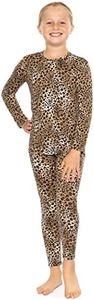 STRETCH IS COMFORT Girl's Long Sleeve Crew Neck and Leggings Set Brown Cheetah X-Large