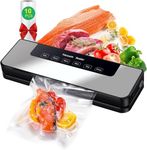 Wickston Vacuum Sealer Machine with 65kPa Suction | 5 Modes – Vac, Seal, Rice, Wet, Dry | Includes 10 Bags | Food Saver for Meat, Veg, Grains (Machine + 10pcs Sealing bag)