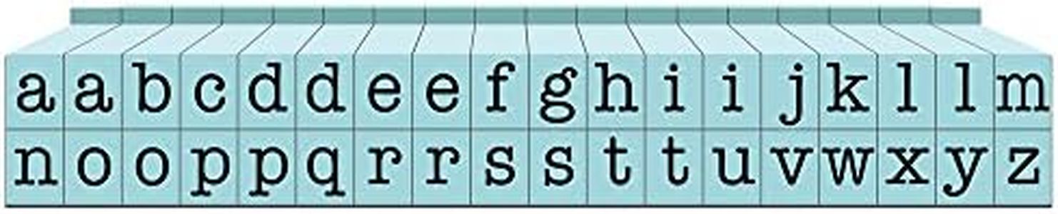 Contact USA Small 36-Piece American Typewriter Pegz Connectable Lowerase Alphabet Stamp Set, Pool Blue