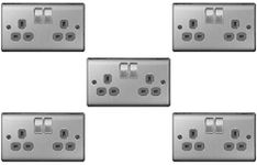 BG Electrical nbs Switch Socket Outlets - Brushed Steel,Grey,22g/5 5 x Twin 13 A