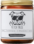 Fetch These Lavender Scented Soy Wax Candle (9oz) - Christmas or Birthday Gifts from Dog for Pitbull Mom, Dog Lovers, Dog Owners, Dog Mom Gifts for Women, Pitbull Gifts ; Funny Dog Candle