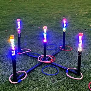 OUTTOY Outdoor Yard Games for Adult and Family, Led Ring Toss Games for Kids， Glow in The Dark Games for Lawn, Backyard, Camping, Beach