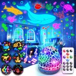 PIKOY Sensory Light Projector, White Noise Sound Machine Baby Sleep Soother, 15 Lullabies Music & 6 Films Dinosaur Egg Lamp, Calming Toddler Sensory Toys Boy Gifts, Remote+Timer Night Light Kids Toys