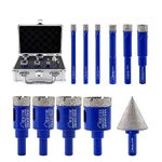 SHDIATOOL Diamond Core Drill Bits Set Dry Drilling Bits with Round Shank Hole Saw Tile Cutter for Porcelain Tile Marble Ceramic Granite,6/6/6/8/10/12/20/25/28/32mm/35mm Chamfer Bits