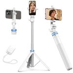 Kaiess 62" Tripod for iPhone, Selfie Stick Tripod & Phone Tripod Stand with Remote, Cell Phone Tripod for iPhone, Extendable Travel Tripod Compatible with iPhone 15/14/13Pro Max/Android (White)