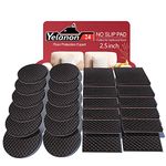 Yelanon Non Slip Furniture Pads -24 pcs 63mm Furniture Grippers, Non Skid for Furniture Legs,Self Adhesive Rubber Furniture Feet,Anti Slide Furniture Hardwood Floor Protector for Keep Couch Stoppers