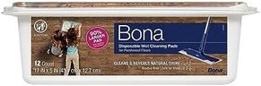 Bona Hardwood Floor Disposable Wet Cleaning Pads - 12 cleaning pads per pack - unscented - Use with Bona Mops - Residue-Free Floor Cleaning Solution for Wood Floors