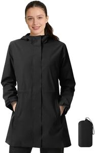 Aurhyde Women's Waterproof Rain Jacket Long Hooded Raincoat Lightweight Packable Windbreaker Solid Lined Trench Coat (Black, XXL)