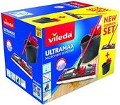 Vileda UltraMax Power 2-in-1 Complete Set of Flat Microfibre Mop + Bucket with Wringer