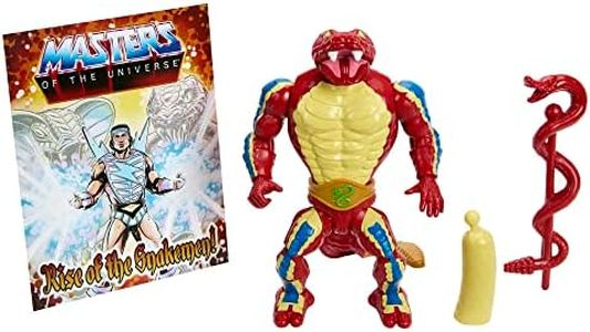 MASTERS OF THE UNIVERSE Origins Rattlor Actionfigur - 16 bewegliche Gelenke, Retro-Design, inklusive Mini-Comic-Heft, für Fans ab 6 Jahren und Erwachsene Sammler, HKM67